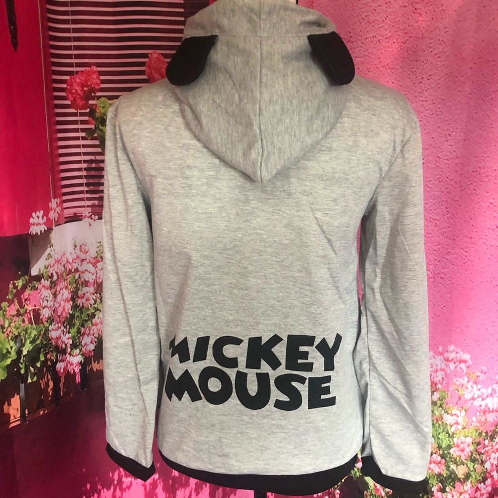 Mickey Mouse hoodie sweater thin pocket cute cartoon womens gray - Picture 4 of 8